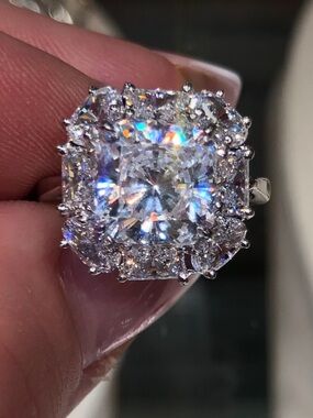 Fantasia By Deserio Princess Cut Oval and Baguette Ring Size 8